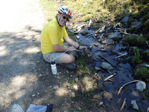 GDMBR: Dennis was pumping the water filter.